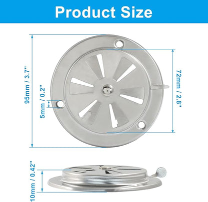 2Pcs BBQ Smoker Air Vent, BBQ Smokestack Damper Smoker Exhaust Stack for Optimal Grill Airflow Control Vent(95mm)