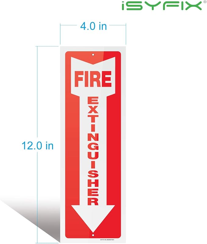iSYFIX Fire Extinguisher Signs – 10 Pack 4x12 Inch – 40 mil Thick Polystyrene Plastic, Laminated for Ultimate UV, Weather, Scratch, Water & Fade Resistance, Indoor & Outdoor