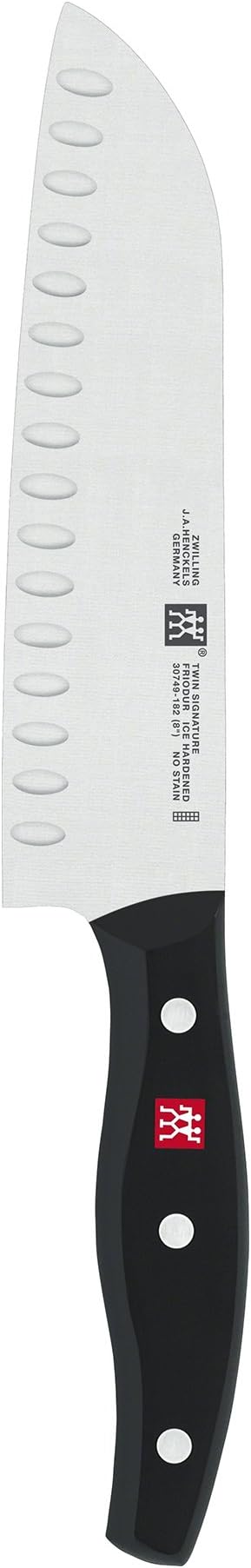 ZWILLING Twin Signature 7-inch Razor-Sharp German Hollow Edge Santoku Knife, Made in Company-Owned German Factory with Special Formula Steel perfected for almost 300 Years, Dishwasher Safe