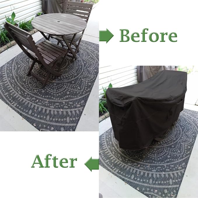 Outdoor Bar Height Dining Set Cover for Patio Bistro Sets 3 Piece Bar Height Waterproof Heavy Duty Patio Bistro Table and Chairs Cover, 65" L x 28" W x 43" H
