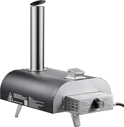 VEVOR Multi Fuel Pizza Oven Outdoor, 12 Inch Wood Fire & Propane Gas Pizza Oven, Pellet & Propane Pizza Maker with Thermometer, Pizza-Cook for Outside Kitchen Patio Camping & Backyard, Black