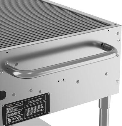 Pemberly Row 36" Commercial Mobile Outdoor Propane BBQ Grill, Stainless Steel Flat Top with 5 Burners, Heavy Duty Rolling Griddle