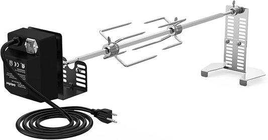 onlyfire Universal BBQ Grill Rotisserie Kit for Most Gas Grills, Include 110V 4W Electric Motor, 4-Prong Meat Forks and 28" Square Spit Rod
