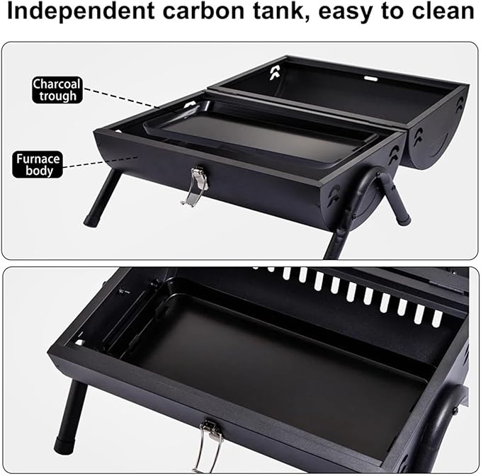 Portable Charcoal Grill,Tabletop Charcoal BBQ Grill For Outdoor Cooking Camping,Picnics,Backyard,(White)