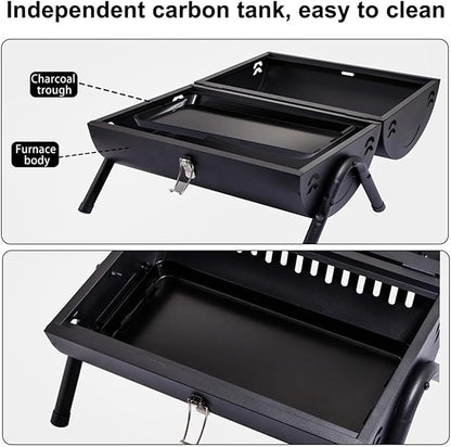 Portable Charcoal Grill,Tabletop Charcoal BBQ Grill For Outdoor Cooking Camping,Picnics,Backyard,(White)