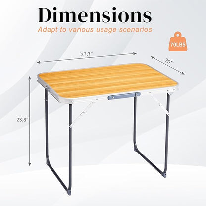 2.0 Ft Folding Portable Camping Table, RV Dining Tables for Inside, Outdoor Camping for 2 People, Tailgate, BBQ, Picnic, Cooking, Beach, Garden, Party, Yellow