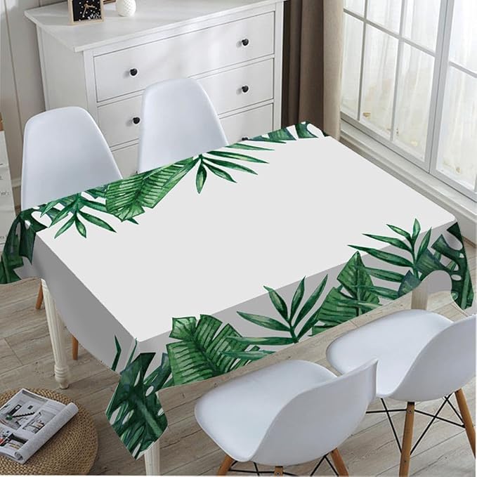 TKS MITLAN Palm Tree Leaves Tablecloth 60x84 Inch Rectangular Summer Tropical Green Leaf Oblong Table Cloth Kitchen Table Decorations for Home Dinner Party