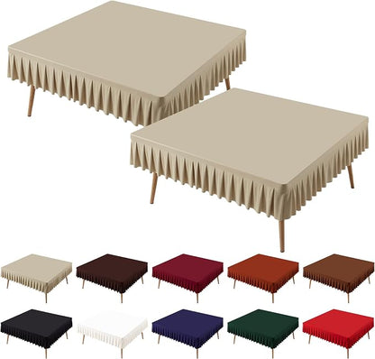 PARTISKY Natural Spandex Square Tablecloths 60x60 Inch, 2 Pack Wrinkle Free Fitted Card Table Cloth Stretch Square Table Cover for Kitchen Dinner, Holiday Party, Wedding Banquet, Display Trade Show