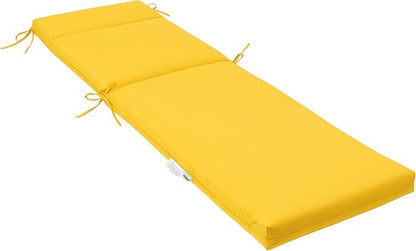 QILLOWAY Outdoor Chaise Lounge Cushion,All Weather High-Density Foam Recliner Chairs Replacement Cushions，Yellow.