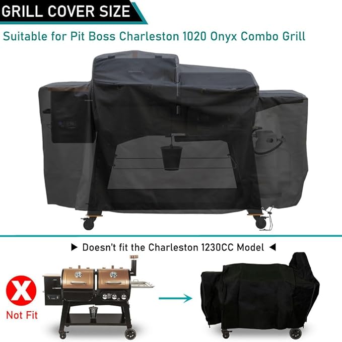 ZJYWSCH Grill Cover for Pit Boss Charleston 1020 DX Pellet Grill Gas Griddle Combo PB1020NX Heavy Duty 600D PitBoss Charleston Onyx 1020 Competition Combo Grill Cover Waterproof