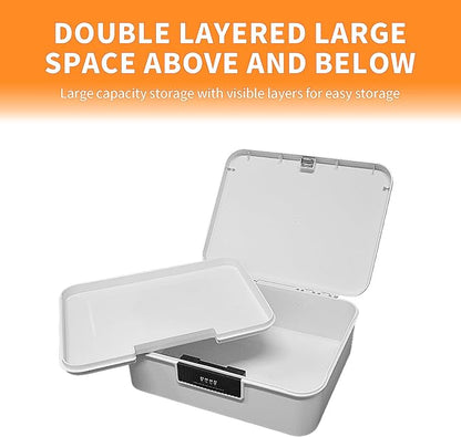 RUIAN Lockable Storage Container Bin, 4.2 Gallon Security Portable Combination Lock Plastic Box, Locked Security Box Suitable for Storing Important Items and Documents (Milk White)