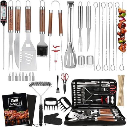 137PCS Griddle Accessories Kit for Blackstone– Stainless Steel Grill Tools for Outdoor Grill with Carrying Bag, Meat Thermometer, Grill Mats for Camping, Backyard & Gifts, BBQ Utensils for Men Women