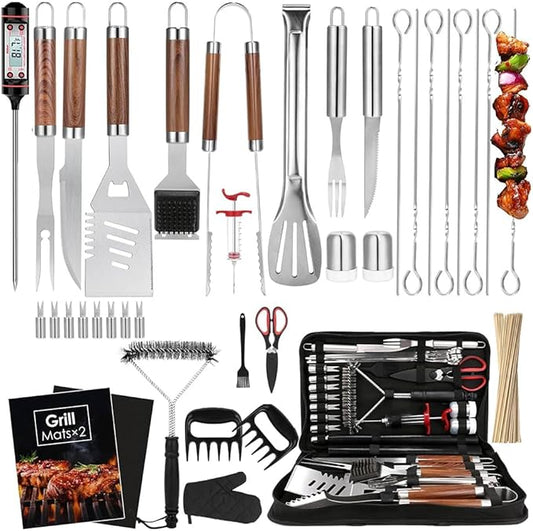 137PCS Griddle Accessories Kit for Blackstone– Stainless Steel Grill Tools for Outdoor Grill with Carrying Bag, Meat Thermometer, Grill Mats for Camping, Backyard & Gifts, BBQ Utensils for Men Women