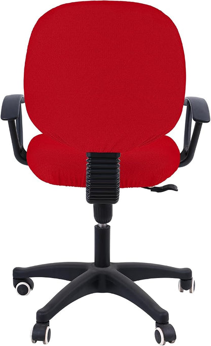 Smiry Office Computer Chair Covers for Desk Rotating Chair Protector | Stretch Jacquard Removable Washable Universal Slipcovers, Seat + Backrest Cover, Red