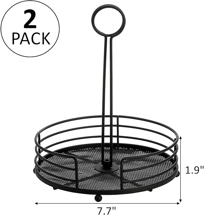 ZOOFOX 2 Pack Metal Condiment Caddy, Tabletop Spice Organizer for Kitchen Pantry, Patio Tables, Countertop, Picnics, Dining Table, BBQ