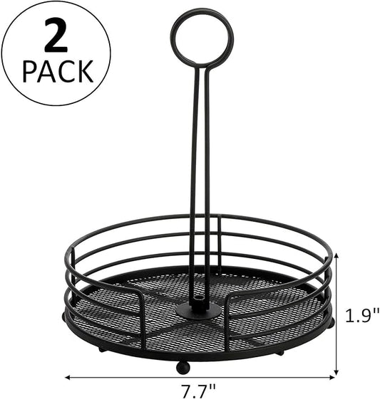ZOOFOX 2 Pack Metal Condiment Caddy, Tabletop Spice Organizer for Kitchen Pantry, Patio Tables, Countertop, Picnics, Dining Table, BBQ