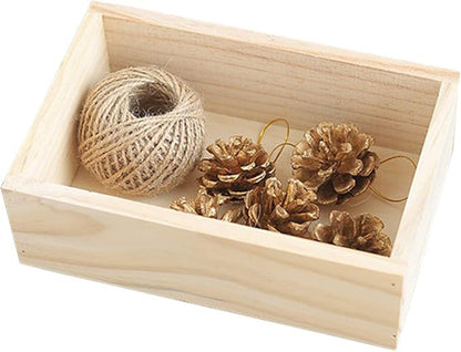 2Pcs 7.5"×5"×2.4" Natural Wooden Succulent Planter Plant Container | Wood Organizer Window Boxes Holding Bottles & Items Rectangular Flower Pot Storage Box for Indoor Outdoor Home Venue Decor