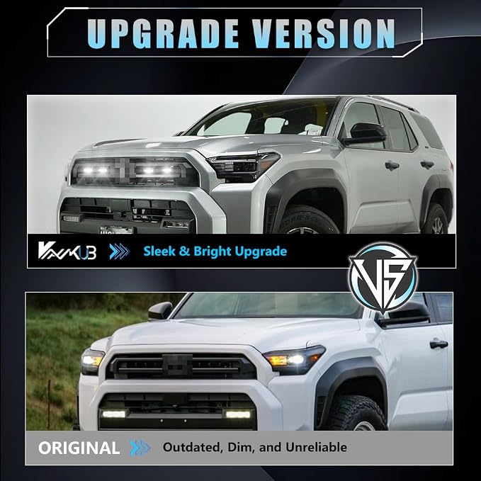 4 PCS Full LED Front Grille Lights for Toyo-ta 4runner 2025 SR5, White LED Grilles Clearance Light, 4Runner Accessories