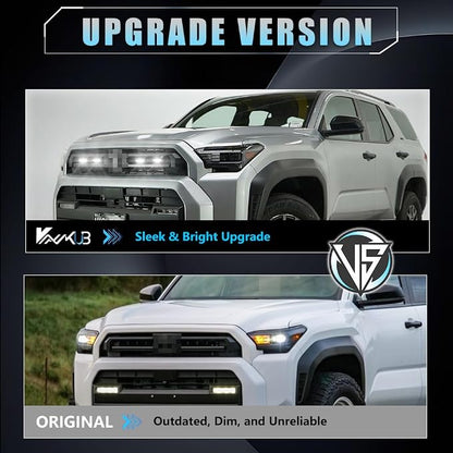 4 PCS Full LED Front Grille Lights for Toyo-ta 4runner 2025 SR5, White LED Grilles Clearance Light, 4Runner Accessories