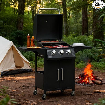 Portable Camping Charcoal Grill Barbecue with Smoker, Outdoor Grills & Smokers for Backyard, Asador de Carbon with Foldable Shelf and Wheels, Barrel Style Charcoal Grills BBQ,A8