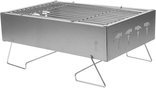 Portable Stainless Steel Foldable Charcoal Grill, Small Outdoor Bbq Stove for Camping, Backyard Barbecue, 36x26.5x17.5cm Compact Camping Accessory