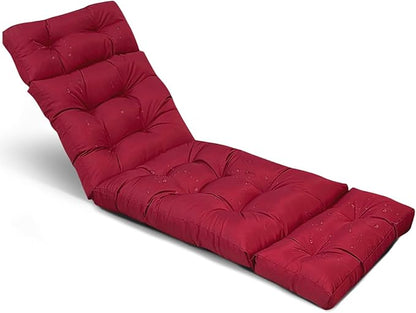 Outdoor Lounge Cushion Waterproof with Ties Extral Large Pool Lounge Chair Cushions for Outdoor Patio Pool Furniture 75 x 24 x 3.9Inches Burgundy