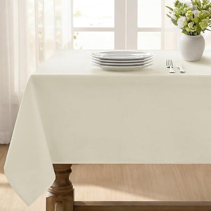 Softalker Rectangle Tablecloth, Waterproof Table Cloths Wrinkle Free Fabric Washable Polyester Table Cover for Dining Tables Party Outdoor Camping Parties Buffet - 70 x 120 inch, Ivory