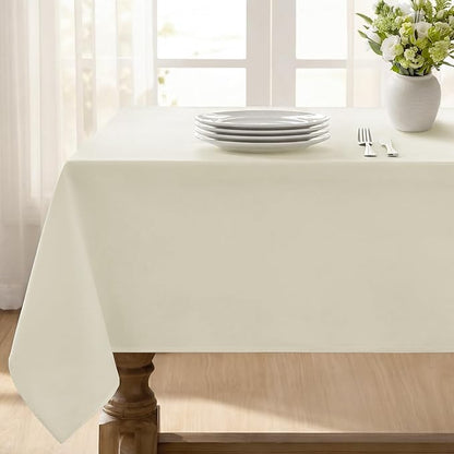 Softalker Rectangle Tablecloth, Waterproof & Stain Resistant Square Table Cloths Wrinkle Free Fabric Washable 210GSM Polyester Table Cover for Spring/Party/Outdoor - 70 x 70 inch,Ivory