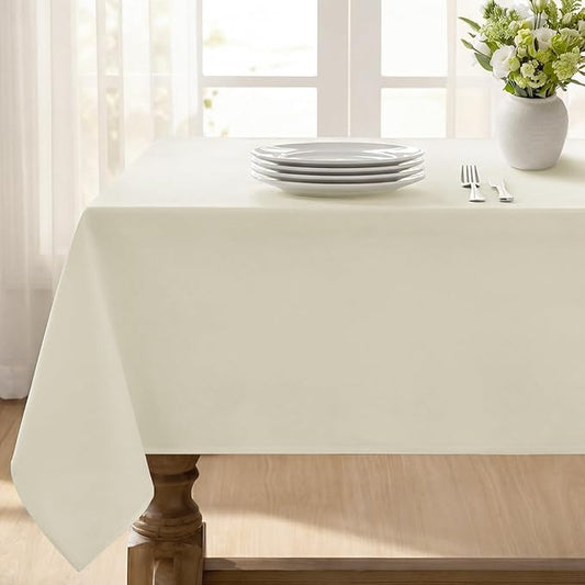 Softalker Rectangle Tablecloth, Waterproof & Stain Resistant Square Table Cloths Wrinkle Free Fabric Washable 210GSM Polyester Table Cover for Spring/Party/Outdoor - 70 x 70 inch,Ivory