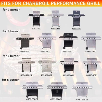 JCLMER Grill Burners & Heat Plate Parts for Charbroil Performance 5 Burner | Stainless Steel, with Crossover Tube, Igniter, Heavy Duty, Easy Install, Works Like New, Uniform Heating, Enjoy BBQ Time