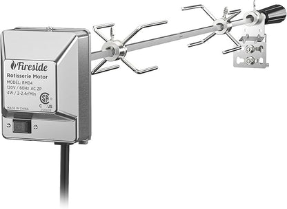TURBRO Stainless Steel Rotisserie Kit for Gas Grills with A Cookbox up to 39’’ - Includes 4W Electric Motor, 34’’ - 45’’ × 5/16" Square Spit Rod, Meat Forks, Counterweight - for Outdoor BBQ