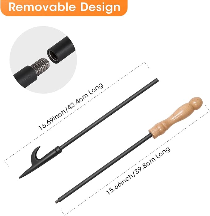 himaly 32" Fire Pit Poker for Fireplace & Campfire | Heavy Duty Wrought Iron Steel, Rust-Resistant Log Grabber for Indoor & Outdoor