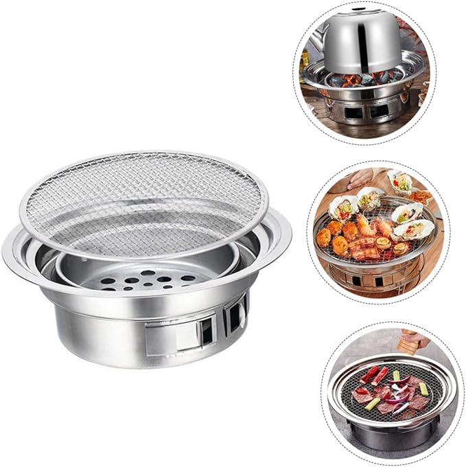 BESPORTBLE Portable Korean Charcoal Grill for Outdoor BBQ Stainless Steel Mini Grilling Stove Easy Setup for Camping and Picnics
