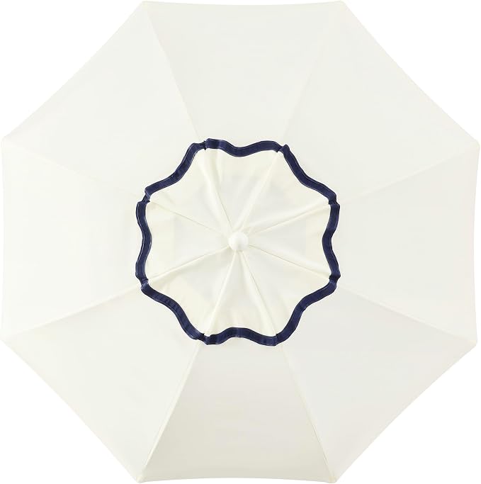 6FT Patio Beach Umbrella, UPF 50+ Sun Shade, Adjustable Tilt | Portable & Vented Outdoor Umbrella for Sand, Backyard & Garden, Harbour White (Ivory & Navy)