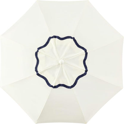6FT Patio Beach Umbrella, UPF 50+ Sun Shade, Adjustable Tilt | Portable & Vented Outdoor Umbrella for Sand, Backyard & Garden, Harbour White (Ivory & Navy)