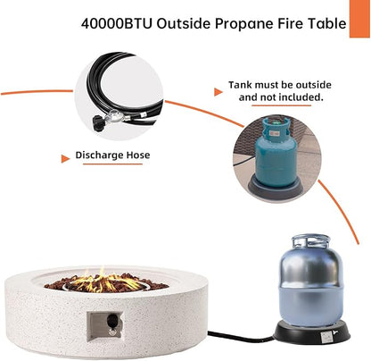 HOMPUS Outdoor Round Propane Fire Pit Table, 41" CSA Certified Fire Table,50000 BTU Fire Pit w Free Waterproof Cover & Fire Stone for Patio