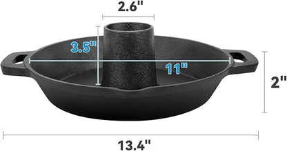 Charkettle Cast Iron Poultry Roaster Insert for Gourmet BBQ System | Beer Can Chicken Holder with Roasting Pan, Vertical Roaster Stand, Fit for 22" Kettle Grills/Oven/Smoker