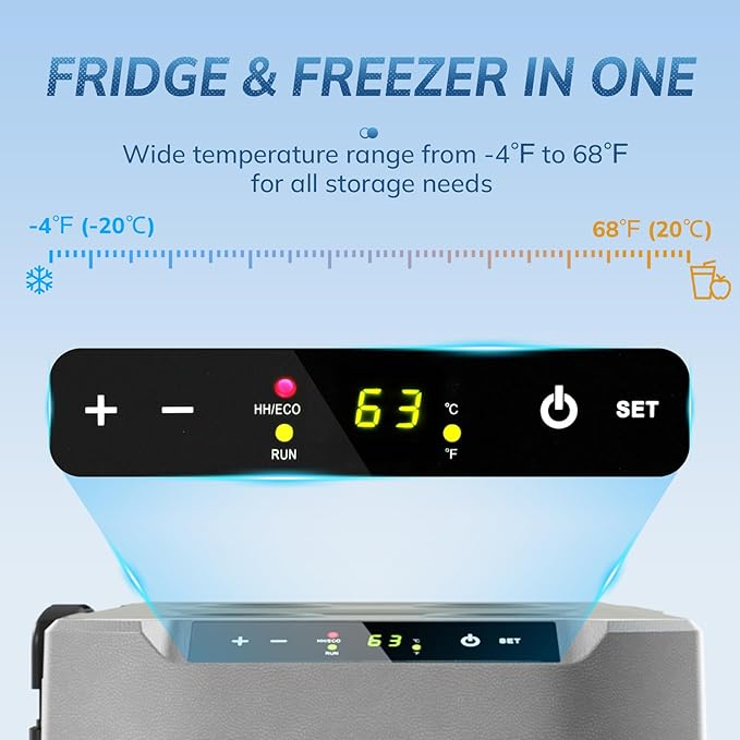 Antarctic Star 12 Volt Refrigerator,43QT(40L) Electric Cooler, Portable Refrigerator Freezer -4℉~68℉,12V 24V DC 100 240V AC Car Fridge with Wheels&2 Baskets for Camping,Travel,RV,BLACK | 40L Portable Freezer,12 Volt Refrigerator -4℉~68℉ Cooler with 2 B...