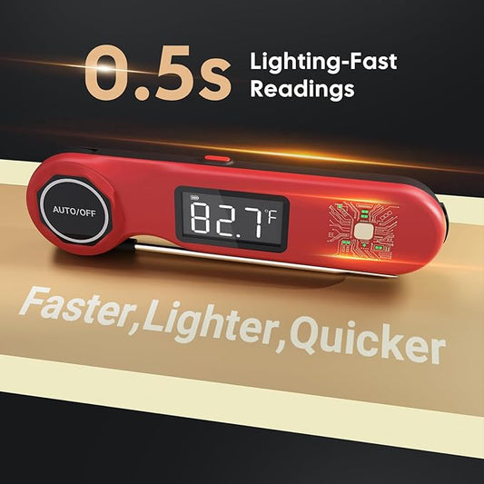 Rechargeable 0.5 Sec Reading Instant Read Meat Thermometer for Cooking, Digital Food Thermometer with High Precision Sensor, 1.42" Big Screen Waterproof Magnetic Meat Thermometer for Steak Fry Candy