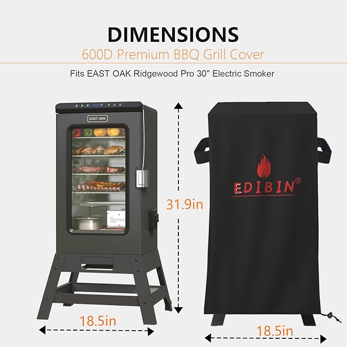 Smoker Cover Fit for East Oak Ridgewood Pro 30" Electric Smoker, Waterproof BBQ Grill Cover Smoker Covers-20 D x 20" W x 45" H