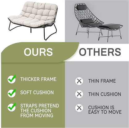Crestlive Products Outdoor Couch，Patio Loveseat with Soft Cushions All Weather Patio Furniture for Porch/Balcony/Yard (2PC Beige)