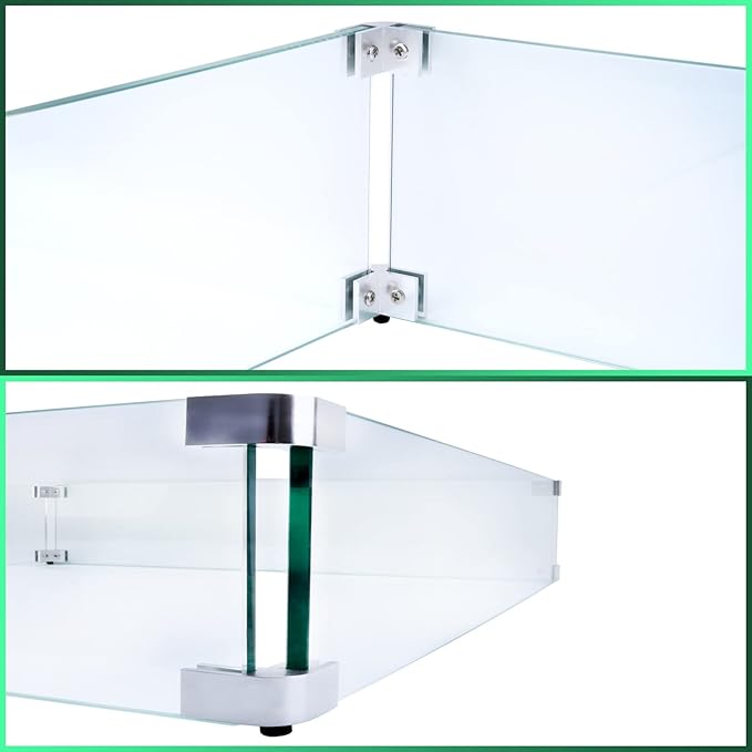 Fire Pit Wind Guard, 23.5 Inch Glass Wind Guard for Fire Pit Round Table, Made of Clear Tempered Glass, Set with Assembly Instructions, Easy to Install
