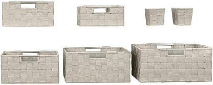 Sorbus Storage Baskets for Organizing (Set of 7), Mesh Hand-Woven Design, Linen Closet Organizers and Storage, Organizer Storage Baskets for Shelves, Variety Pack Organizers and Storage (Beige)
