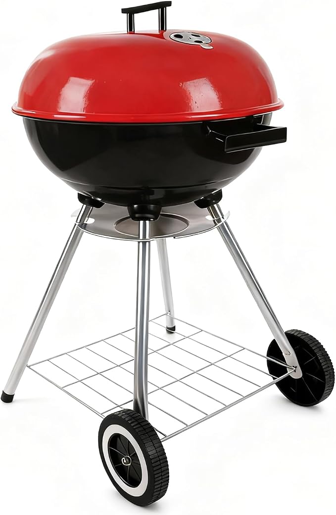 Charcoal Grills - 18 inch Portable Grills, insulated lid bbq grills, camping, picnics and backyards,red