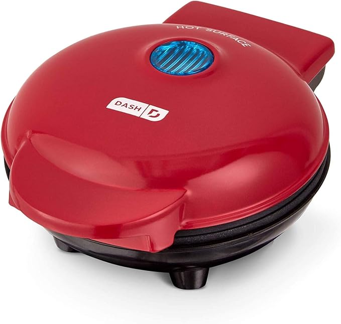 DASH Mini Maker Portable Grill Machine + Panini Press for 4" Burgers, Sliders, Sandwiches, Chicken + Other On the Go Breakfast, Lunch, or Snacks with Recipe Guide - Red