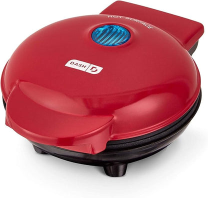 DASH Mini Maker Portable Grill Machine + Panini Press for 4" Burgers, Sliders, Sandwiches, Chicken + Other On the Go Breakfast, Lunch, or Snacks with Recipe Guide - Red
