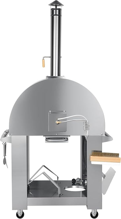 KoolMore 32 in. Outdoor Propane Gas and Wood fired Pizza Oven in Stainless-Steel