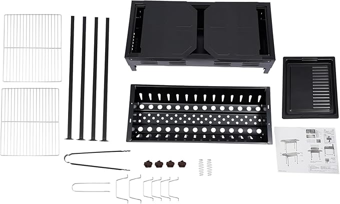26.1 x 11.8 In Area Portable Charcoal Grill, 23.62-29.13 In Adjustable Height BBQ Grill, 165.35 Lbs Load Collapsible Barbecue Grill, for 2-15 People Outdoor Cooking Camping Picnics Beach