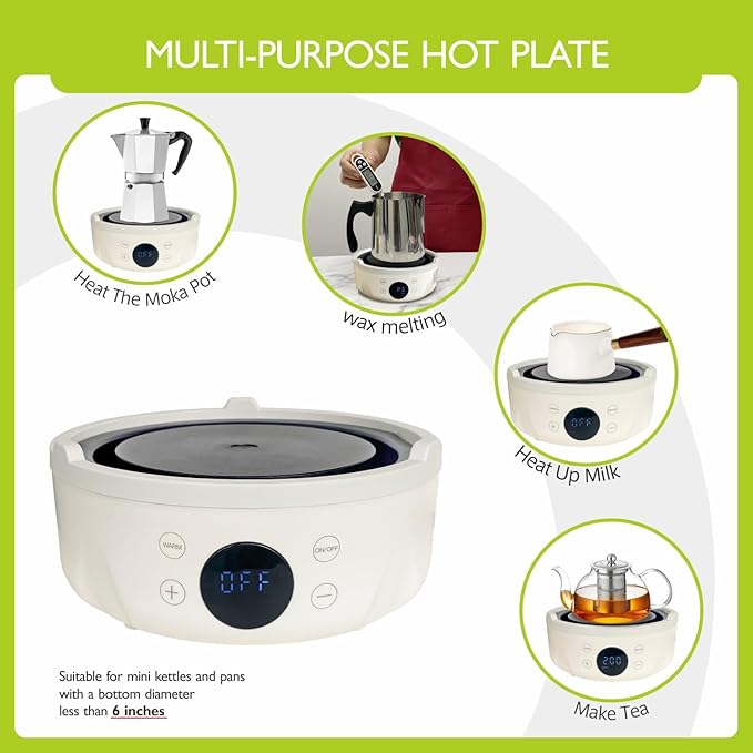 Small Hot Plate Electric Mini - 600W,9 Heat Levels, Mini Hot Plate Electric,Perfect Size For Moka Pot, Making tea And More, Suitable For Kitchen, RV camping, Outdoor,120V