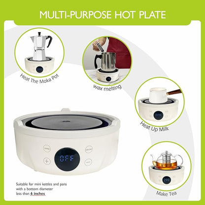 Small Hot Plate Electric Mini - 600W,9 Heat Levels, Mini Hot Plate Electric,Perfect Size For Moka Pot, Making tea And More, Suitable For Kitchen, RV camping, Outdoor,120V